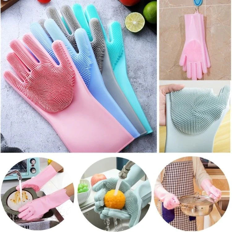 Magic Silicone Cleaning Gloves – Reusable, Heat Resistant & Multipurpose Wash Scrubber