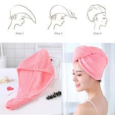 Hair Drying Towel Womens Girls Lady Shower Absorbent Microfiber Quick Dry Hair Hat Cap Turban Head Wrap Bathing