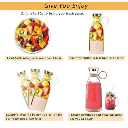 420 ML- Portable USB Rechargeable Juicer Mini Juice Extractor Household Juice in Pakistan